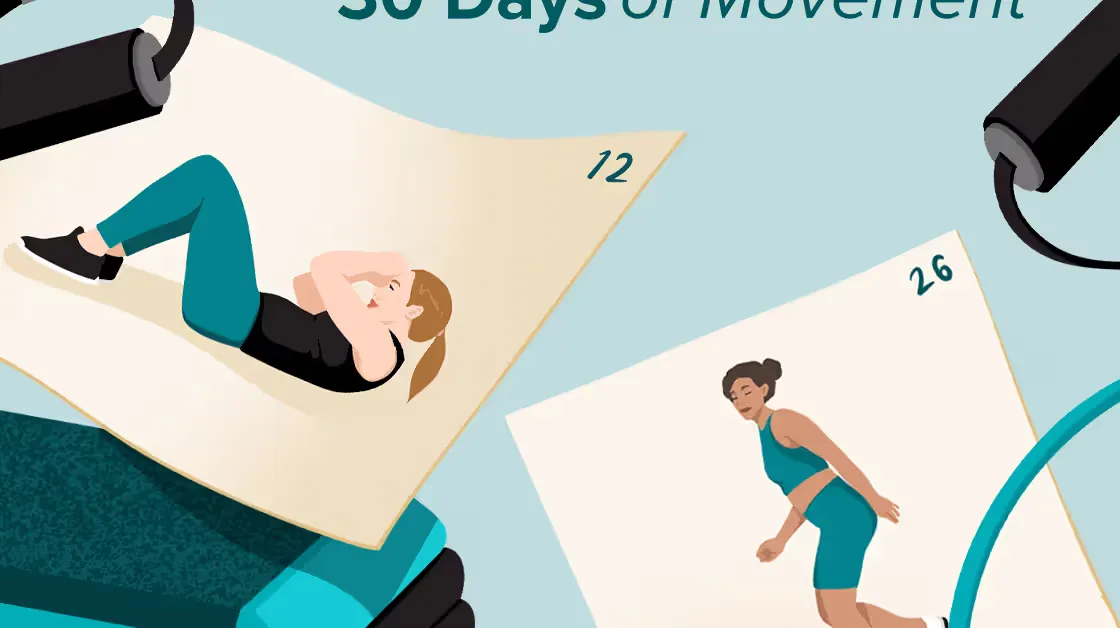 Illustration of example daily movement challenges grouped by activity type